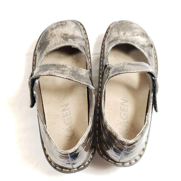 Kagen Mary Jane Croc-Embossed Bronze Shoes Womens Size 9 - Picture 7 of 9